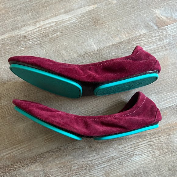 Tieks Rouge dark red suede ballet flats - Picture 4 of 8